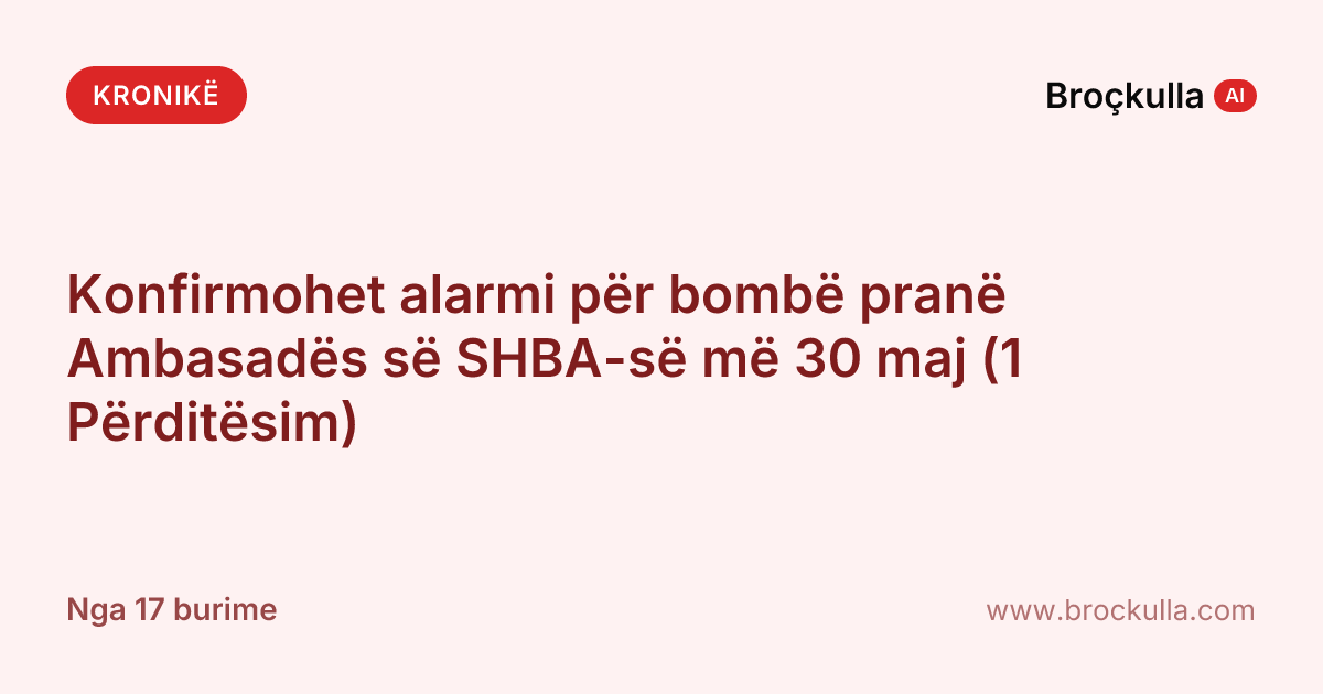 Konfirmohet alarmi për bombë pranë Ambasadës së SHBA-së më 30 maj (1 Përditësim)
