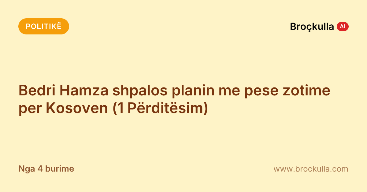 Bedri Hamza shpalos planin me pese zotime per Kosoven (1 Përditësim)