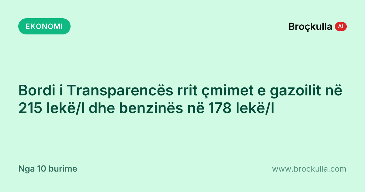 Bordi i Transparencës rrit çmimet e gazoilit në 215 lekë/l dhe benzinës në 178 lekë/l