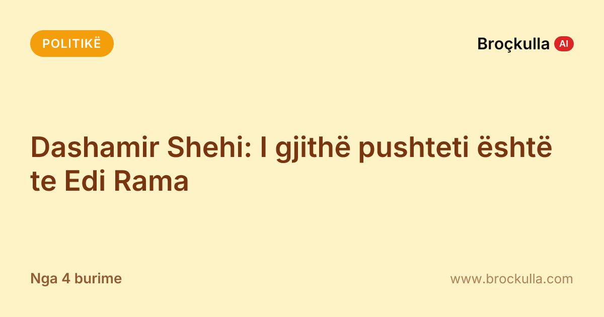 Dashamir Shehi: I gjithë pushteti është te Edi Rama