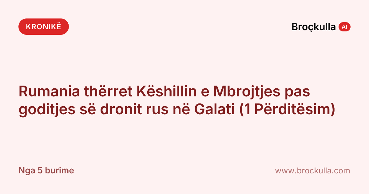 Rumania thërret Këshillin e Mbrojtjes pas goditjes së dronit rus në Galati (1 Përditësim)