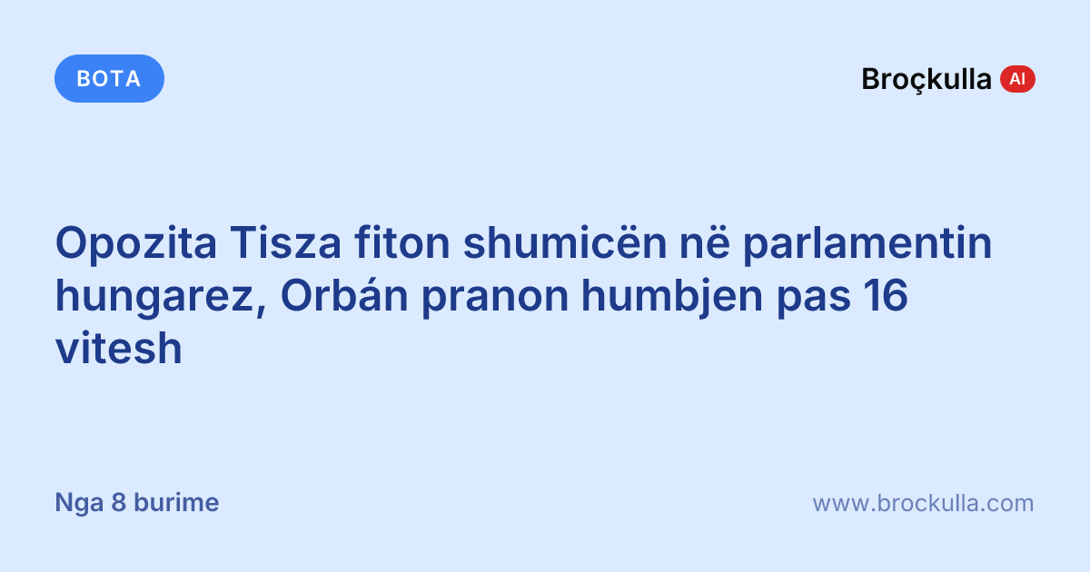 Opozita Tisza fiton shumicën në parlamentin hungarez, Orbán pranon humbjen pas 16 vitesh