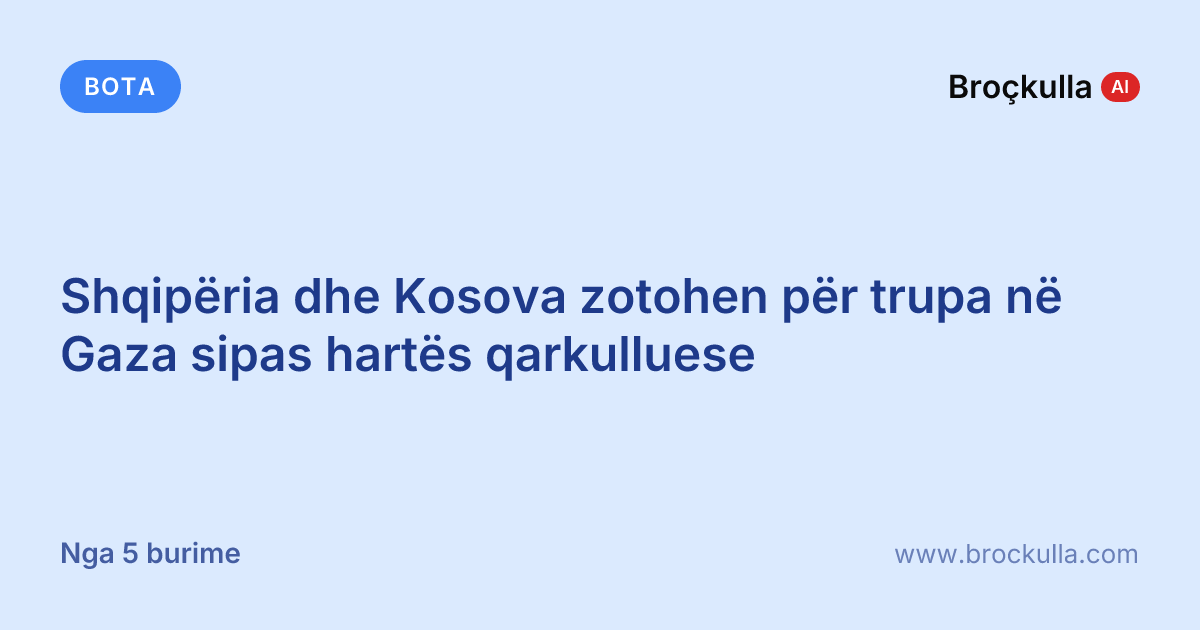 Shqipëria dhe Kosova zotohen për trupa në Gaza sipas hartës qarkulluese