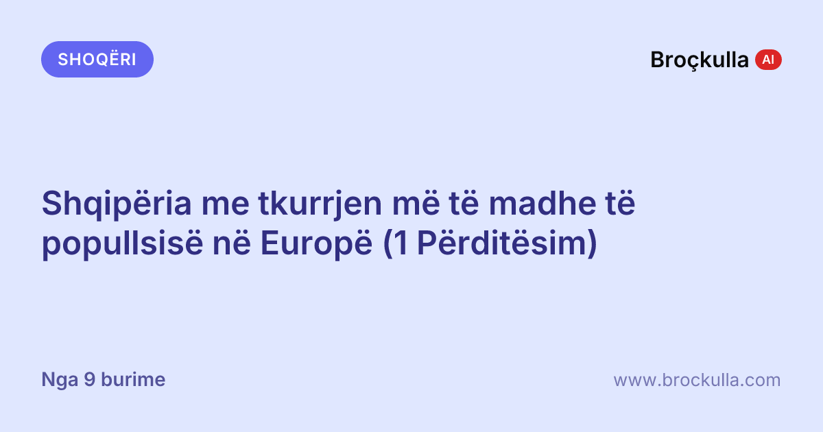 Shqipëria me tkurrjen më të madhe të popullsisë në Europë (1 Përditësim)
