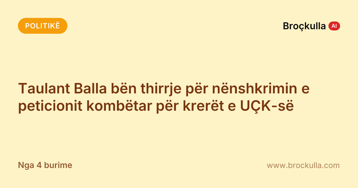 Taulant Balla bën thirrje për nënshkrimin e peticionit kombëtar për krerët e UÇK-së