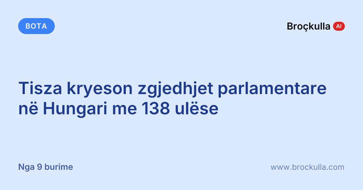 Tisza kryeson zgjedhjet parlamentare në Hungari me 138 ulëse