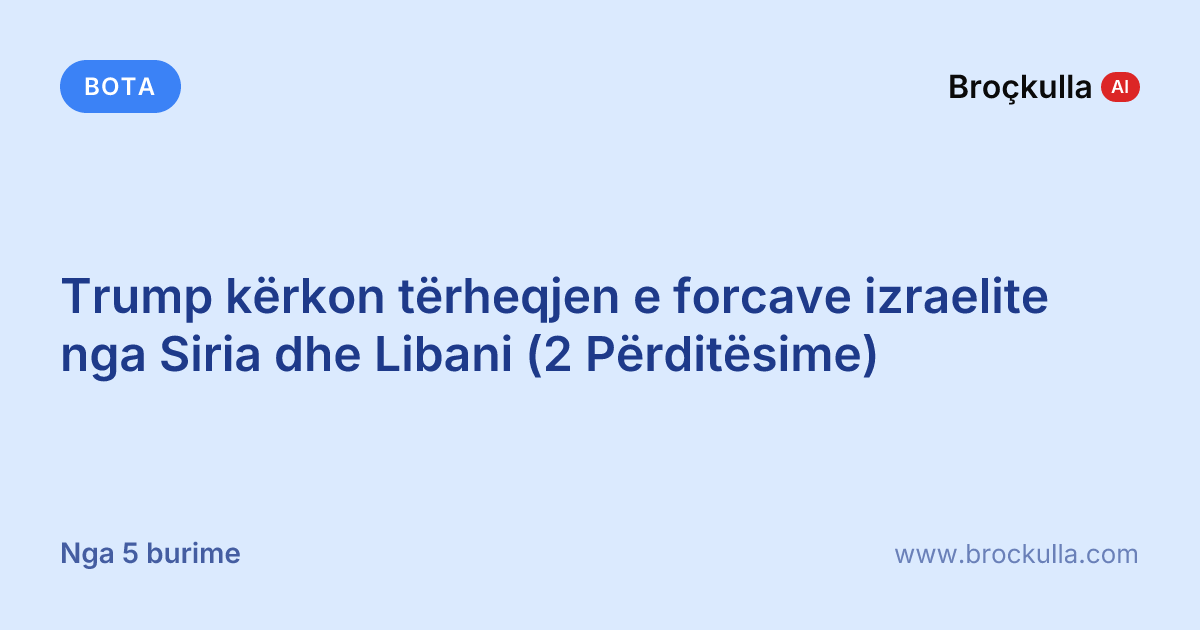 Trump kërkon tërheqjen e forcave izraelite nga Siria dhe Libani (2 Përditësime)